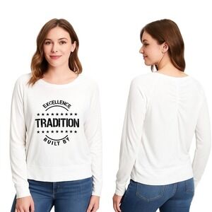 Cutter & Buck Knit Top S White Graphic Long Sleeve Athleisure Sporty Comfort NEW